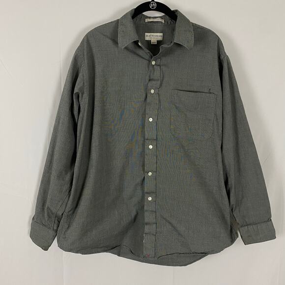 Hathaway Sterling Pinpoint Gray Shirt Men's 16 1/2 x 35 Long Sleeve Cotton - Picture 1 of 6